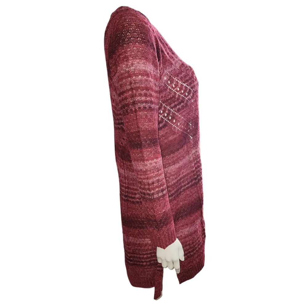 Indigo Sweater Cardigan Womens Size‎ M Medium Red Open Knit Long Sleeve Cozy - Picture 4 of 6